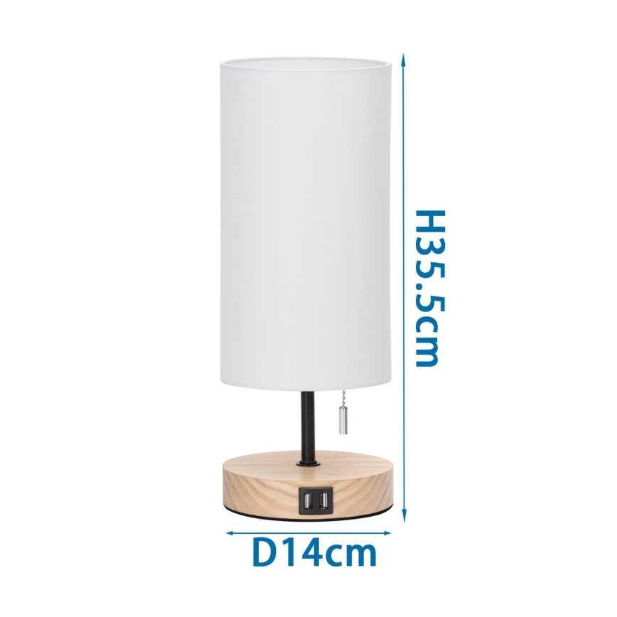 Aigostar - Stolna lampa s USB priključkom 1xE27/40W/230V crna/krem