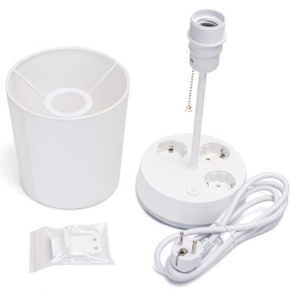 Aigostar - Stolna lampa s utičnicama 1xE27/60W/230V bijela