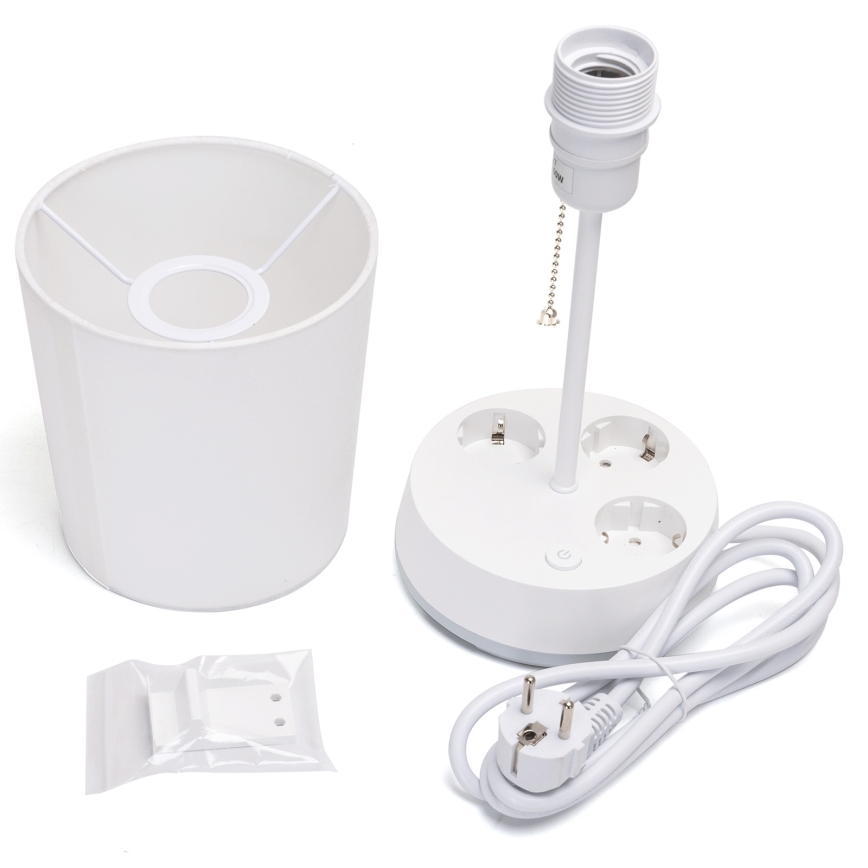 Aigostar - Stolna lampa s utičnicama 1xE27/60W/230V bijela