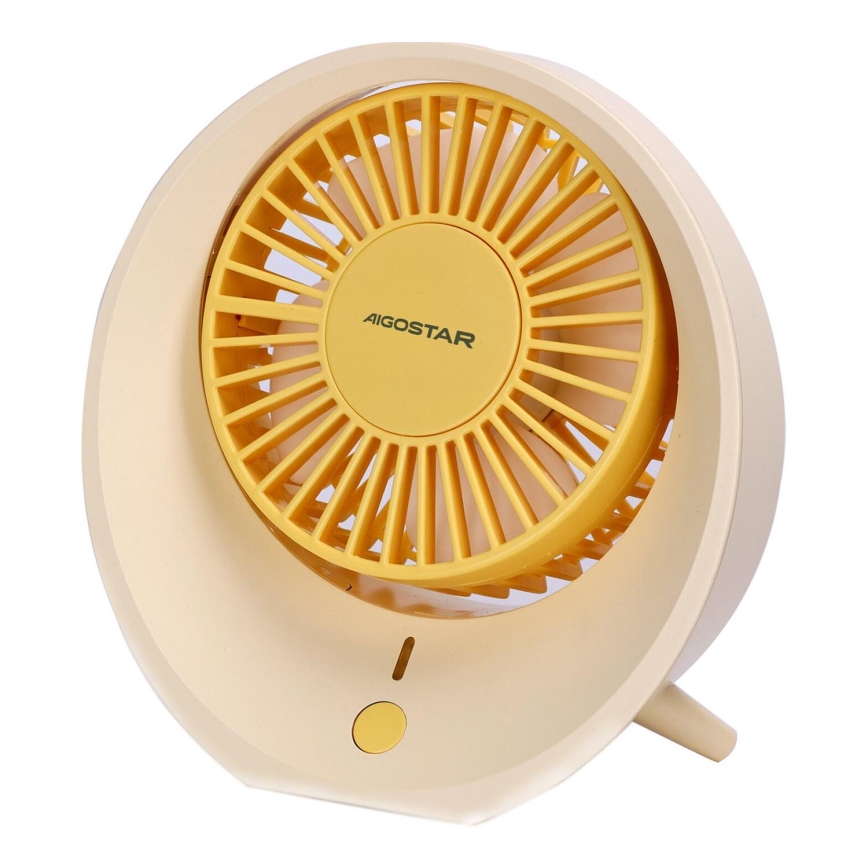 Aigostar - Stolni punjivi ventilator 3W/5V 1200mAh USB narančasta