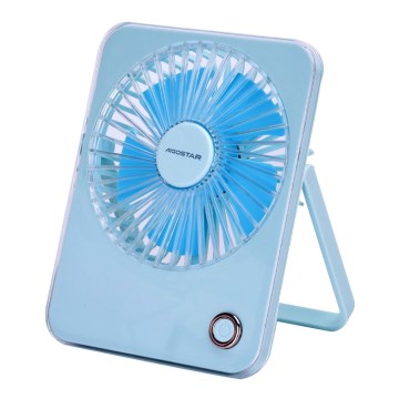 Aigostar - Stolni punjivi ventilator 5W/5V 3600mAh USB plava