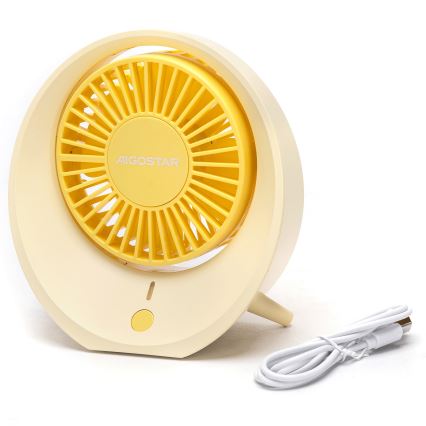 Aigostar - Stolni punjivi ventilator 3W/5V 1200mAh USB narančasti