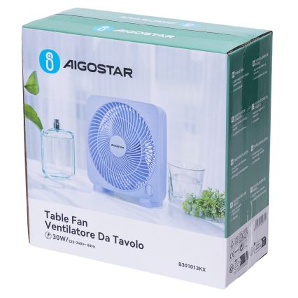 Aigostar - Stolni ventilator 30W/230V, plavi