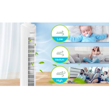 Aigostar - Stupni ventilator 45W/230V bijela