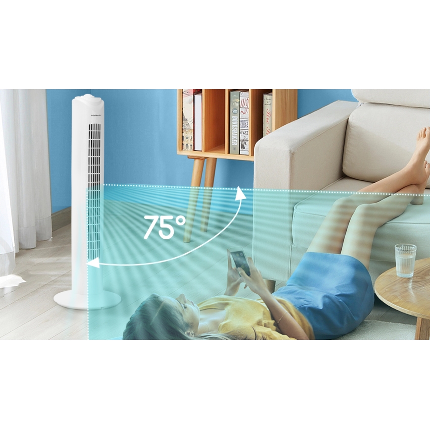Aigostar - Stupni ventilator 45W/230V bijela