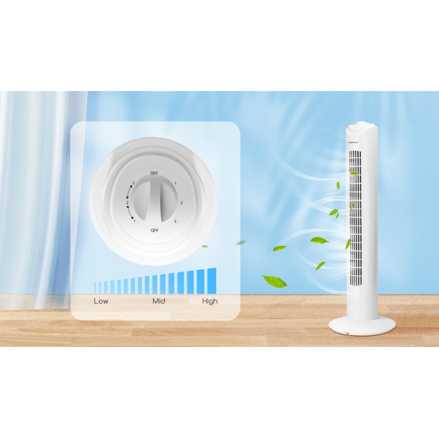 Aigostar - Stupni ventilator 45W/230V bijela