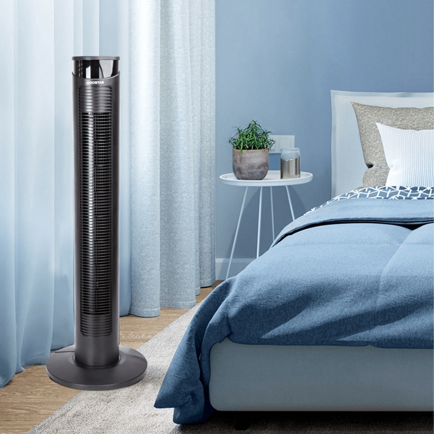 Aigostar - Stupni ventilator 45W/230V crna + daljinski upravljač