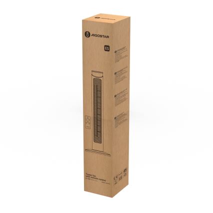 Aigostar - Stupni ventilator 45W/230V crna + daljinski upravljač