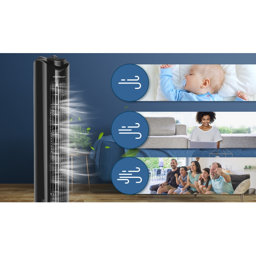Aigostar - Stupni ventilator 45W/230V crna