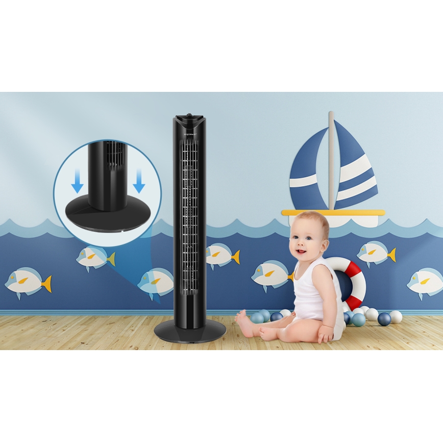 Aigostar - Stupni ventilator 45W/230V crna