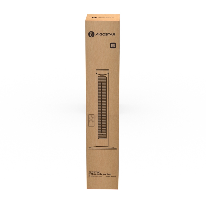 Aigostar - Stupnični ventilator 45W/230V crni + daljinski upravljač