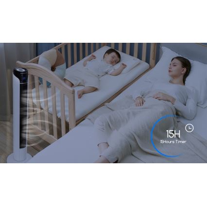 Aigostar - Stupni ventilator 50W/230V crna/bijela + daljinski upravljač