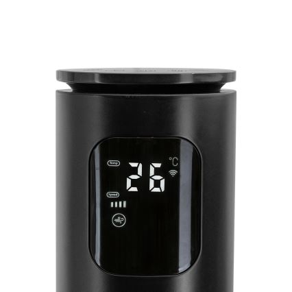 Aigostar - Stupni ventilator 50W/230V crna Wi-Fi + daljinski upravljač