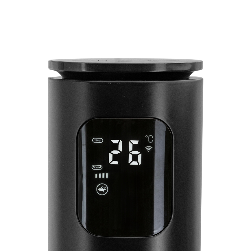 Aigostar - Stupni ventilator 50W/230V crna Wi-Fi + daljinski upravljač