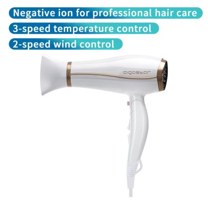 Aigostar - Sušilo za kosu s ionizatorom 2200W/230V bijela