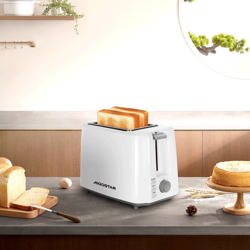 Aigostar - Toster s dva otvora 750W/230V bijela