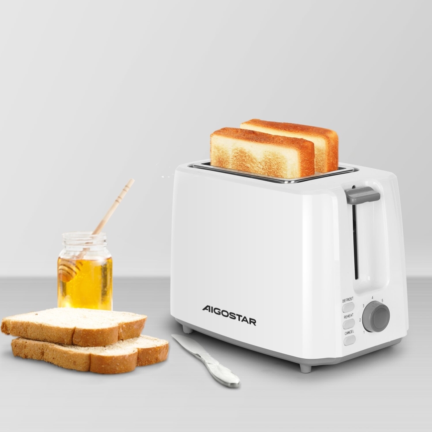 Aigostar - Toster s dva otvora 750W/230V bijela