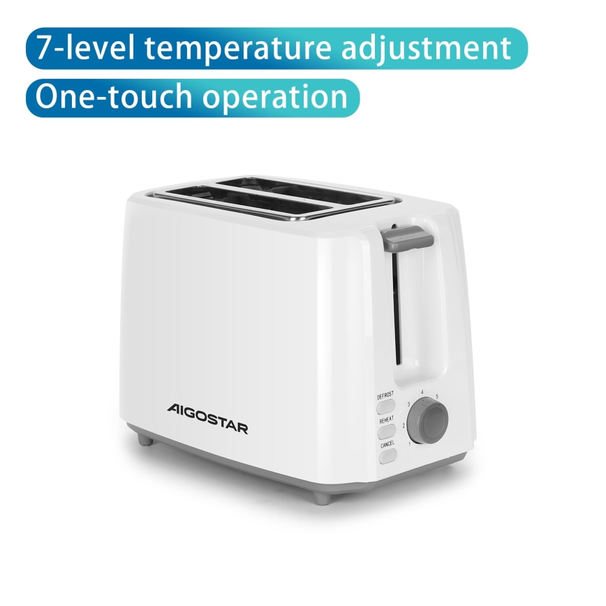Aigostar - Toster s dva otvora 750W/230V bijela