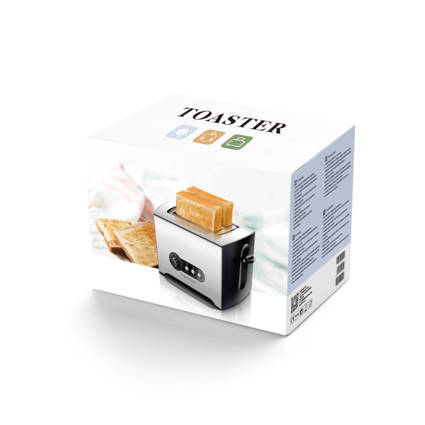 Aigostar - Toster s dva otvora 900W/230V mat krom