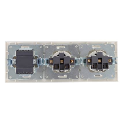 Aigostar - trostruki prekidač br. 3 i 2x SCHUKO utičnica 230 V s okvirom, bijele boje