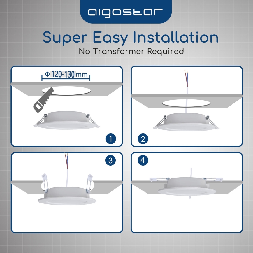 Aigostar - LED ugradna stropna svjetiljka za kupaonicu LED/15W/230V 4000K IP44 Ø 14,5 cm bijela