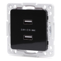 Aigostar - USB napajna utičnica bez okvira 2x USB-A crna