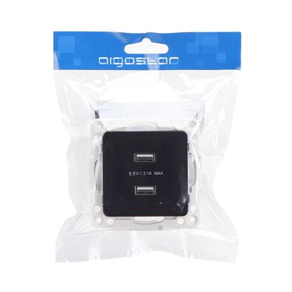 Aigostar - USB napajna utičnica bez okvira 2x USB-A crna