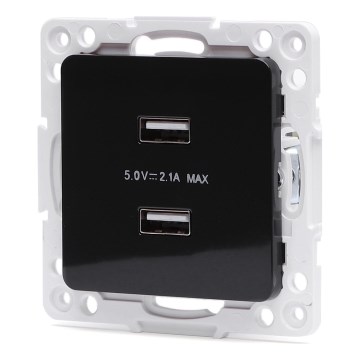 Aigostar - USB utičnica bez okvira, 2x USB-A, crna