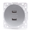 Aigostar - USB utičnica bez okvira, 2x USB-A, srebrna