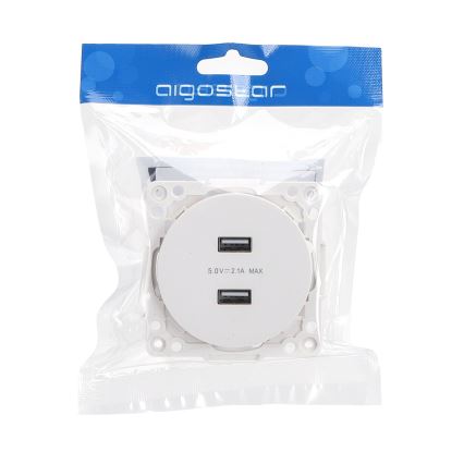 Aigostar - USB utičnica za napajanje bez okvira 2x USB-A bijela