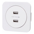 Aigostar - USB utičnica za napajanje s okvirom 2x USB-A, bijela