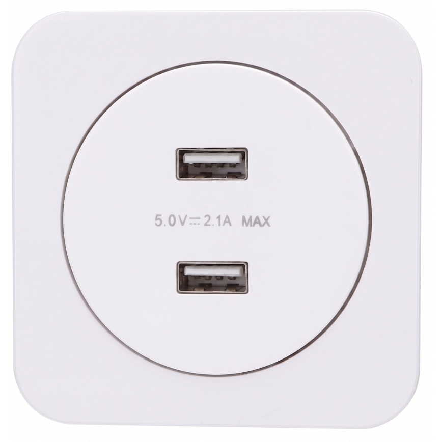 Aigostar - USB utičnica za napajanje s okvirom 2x USB-A, bijela