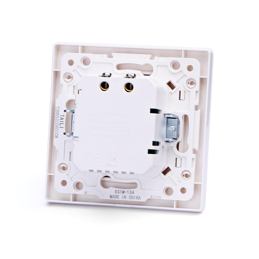 Aigostar - USB utičnica za napajanje s okvirom, 2x USB-A, bijela