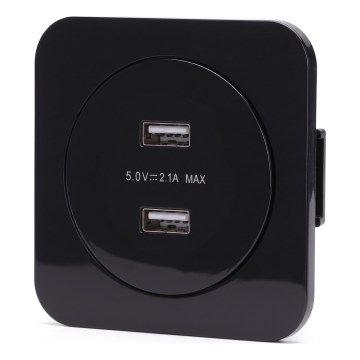 Aigostar - USB utičnica za napajanje s okvirom 2x USB-A crna