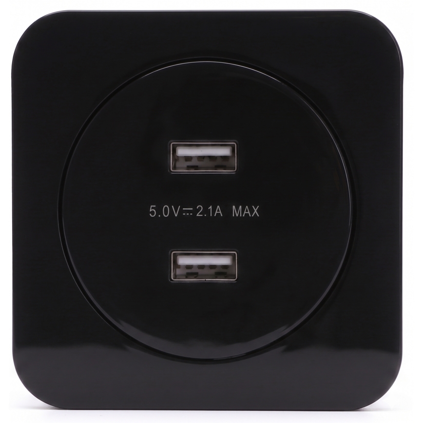 Aigostar - USB utičnica za napajanje s okvirom 2x USB-A crna