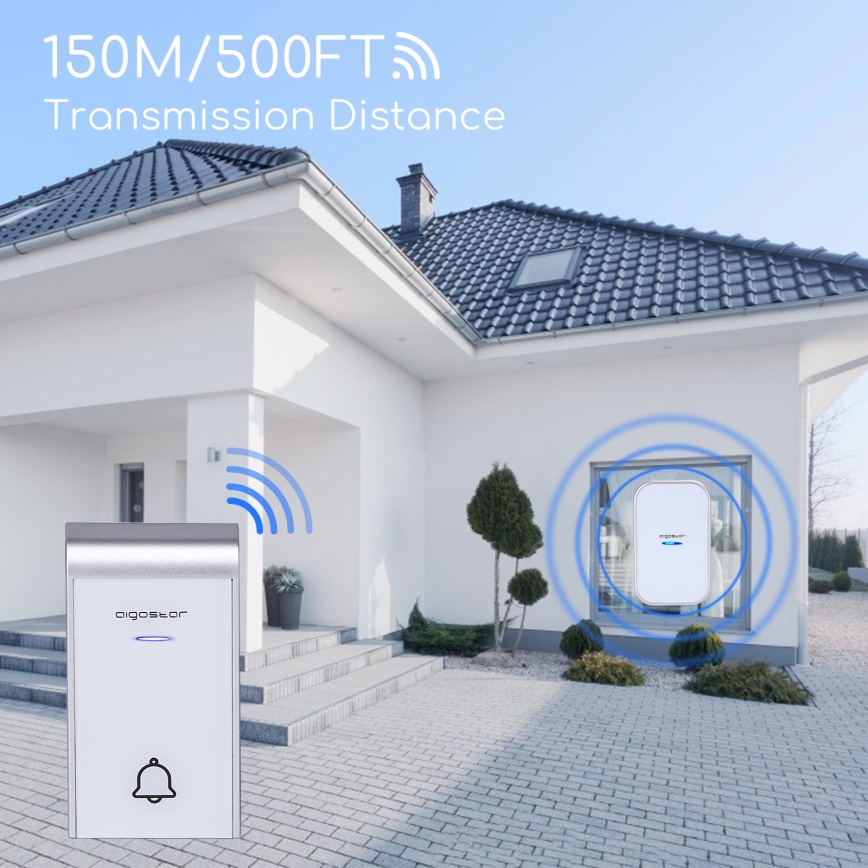 Aigostar - Utično bežično zvono 230V/12V IP44 bijela