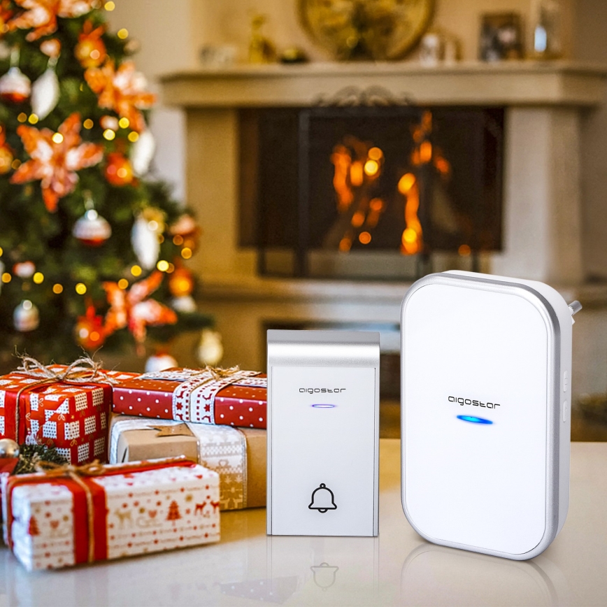 Aigostar - Utično bežično zvono 230V/12V IP44 bijela