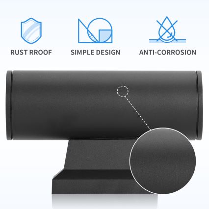 Aigostar - Vanjska zidna svjetiljka 2xGU10/35W/230V IP65 crna okrugla