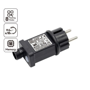 Aigostar - Vanjski adapter za napajanje 9W/31V/8 funkcija IP44 crna
