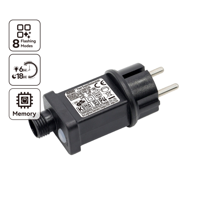 Aigostar - Vanjski adapter za napajanje 9W/31V/8 funkcija IP44 crna