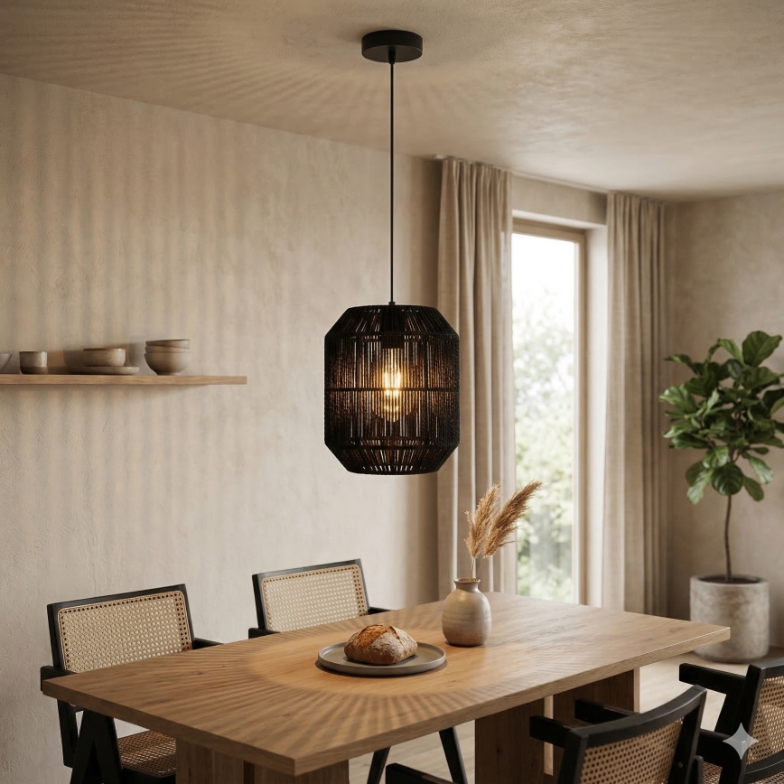 Aigostar - Viseći luster na sajli 1xE27/60W/230V crni, promjer 23 cm