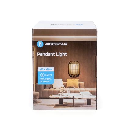 Aigostar - Viseći luster na sajli 1xE27/60W/230V crni, promjer 23 cm