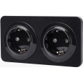 Aigostar - Zidna utičnica s okvirom, 2x SCHUKO 250V/16A, crna