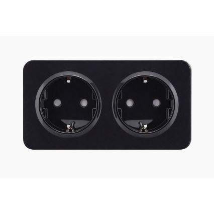 Aigostar - Zidna utičnica s okvirom, 2x SCHUKO 250V/16A, crna