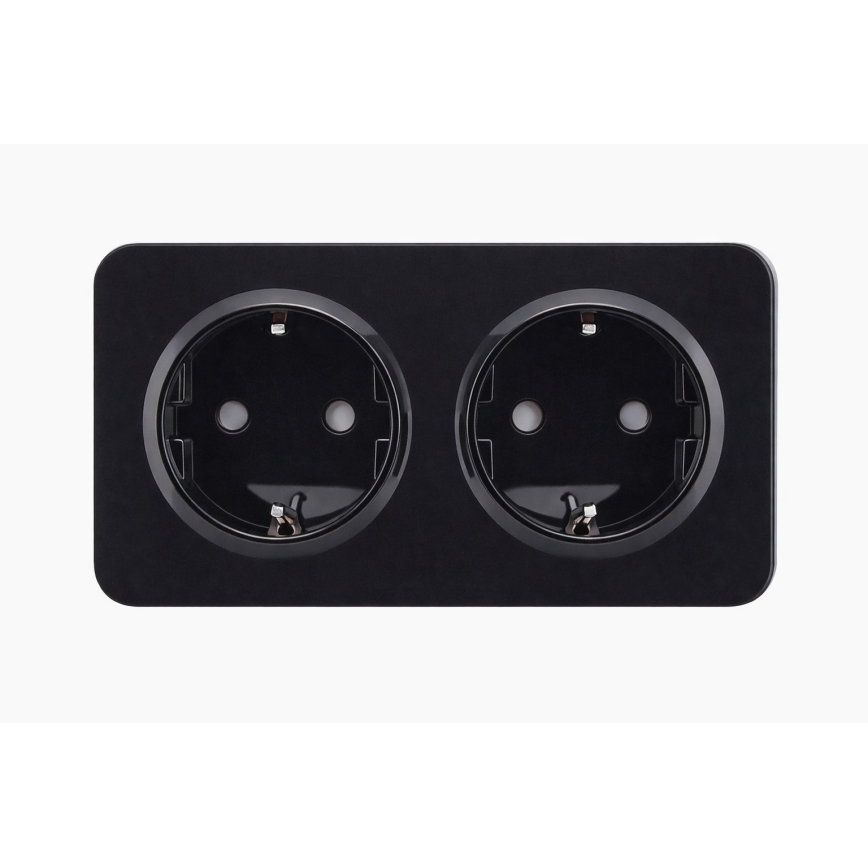 Aigostar - Zidna utičnica s okvirom, 2x SCHUKO 250V/16A, crna