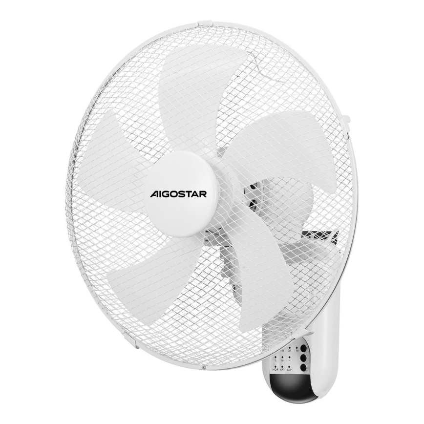 Aigostar -  Zidni ventilator 45W/230V bijela + daljinski upravljač