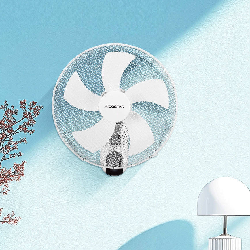 Aigostar -  Zidni ventilator 45W/230V bijela + daljinski upravljač