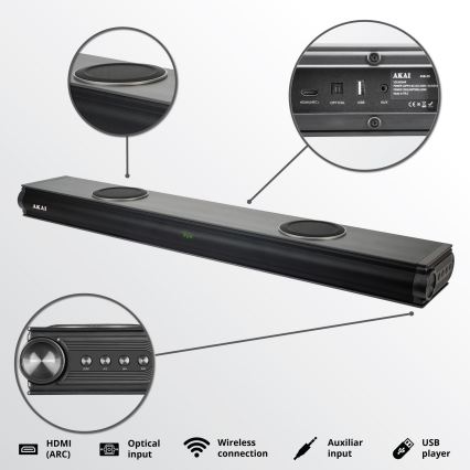AKAI ASB-29 - Soundbar s aktivnim subwooferom 120W/230V + daljinski upravljač