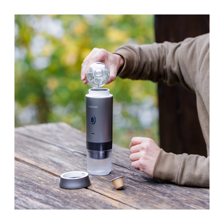 Aligator ACM002 - Putni punjivi aparat za kavu PortaCaffé 3u1 72W/7500 mAh siva