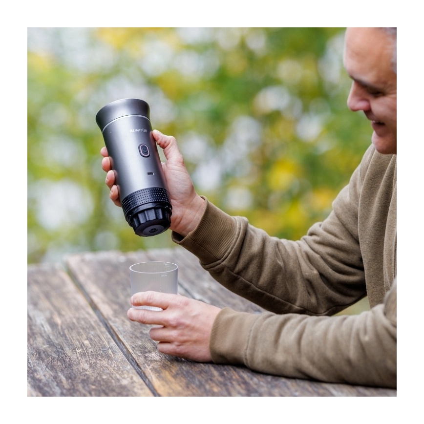 Aligator ACM002 - Putni punjivi aparat za kavu PortaCaffé 3u1 72W/7500 mAh siva